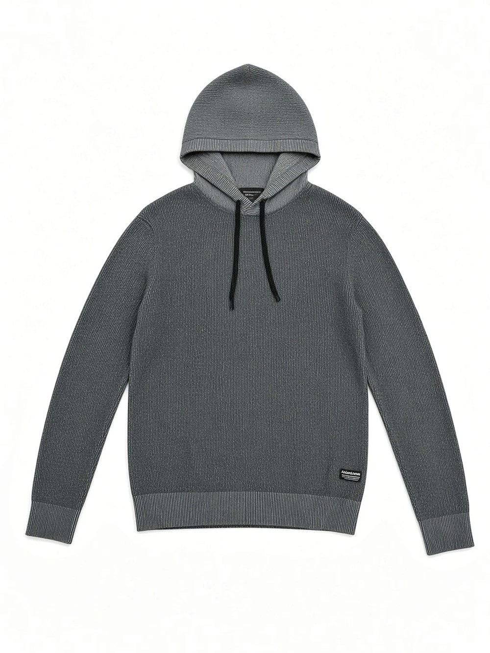 Jack & Jones Core Badge Grey Knit Hoodie Sweater Size Medium Mens